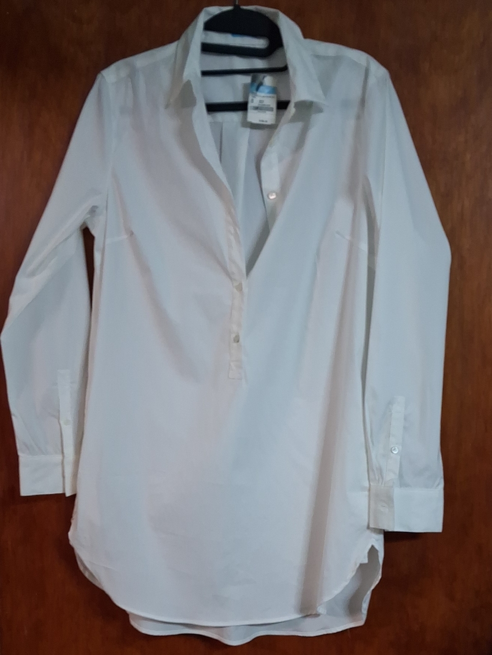 Women's White Long-Sleeve Tunic Shirt